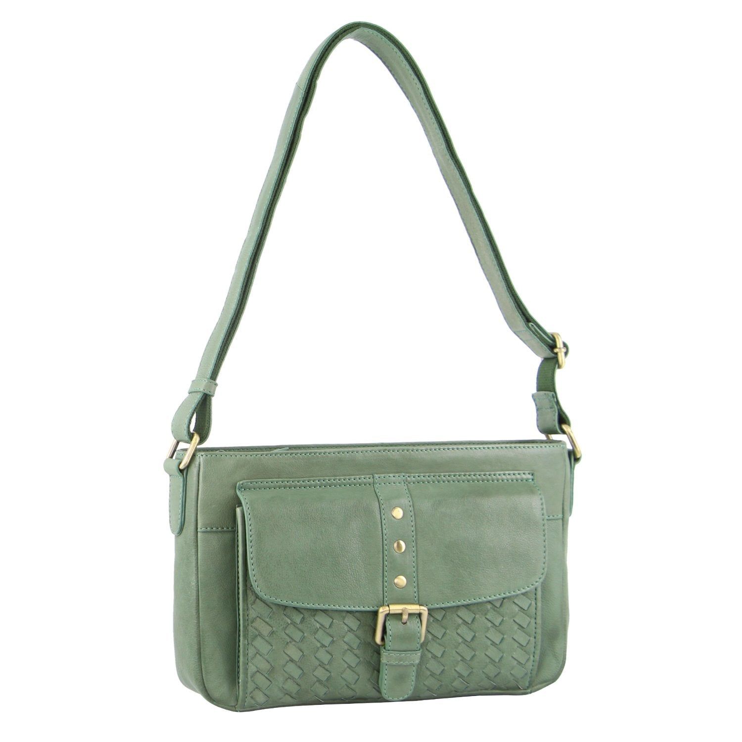 Bolsas Crossbody Pierre Cardin Woven Leather Crossbody Bag Feminino Verdes | 6792-CFHJO