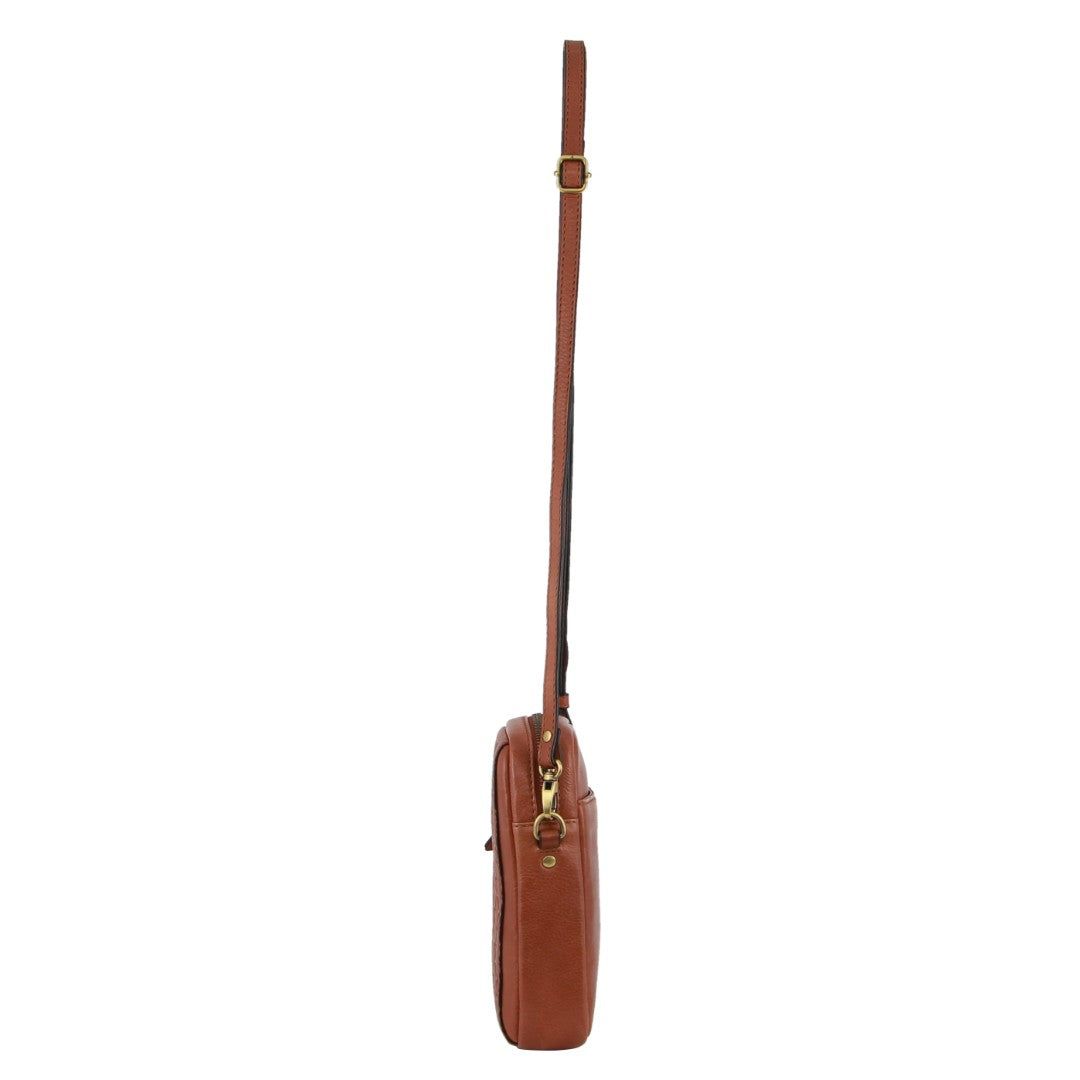Bolsas Crossbody Pierre Cardin leather Textured Design Phone Bag Feminino Marrom | 7360-IHZKG