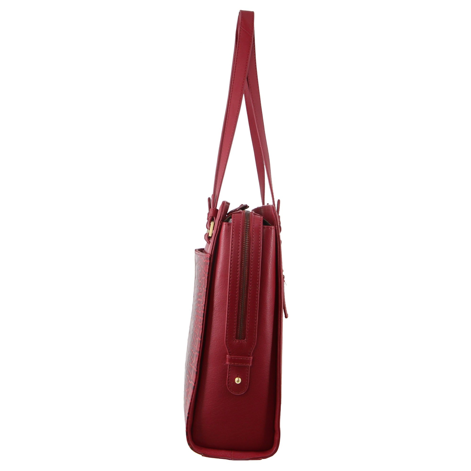 Bolsas de Negócios Pierre Cardin Croc-Embossed Leather Business Computer Bag Feminino Vermelhas | 3249-QRAIC