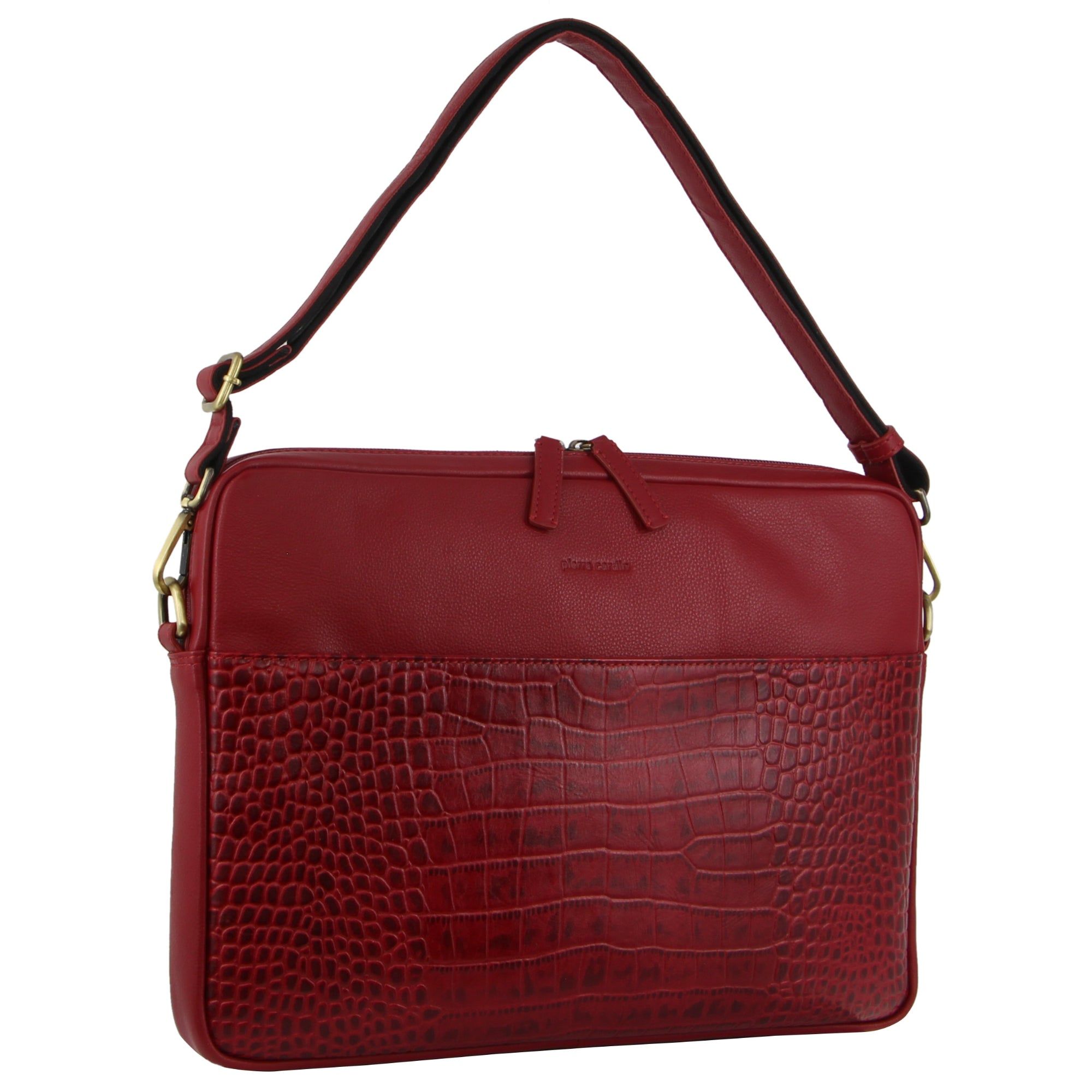 Bolsas de Negócios Pierre Cardin Croc-Embossed Leather Business Computer Bag Feminino Vermelhas | 5489-UGHWP