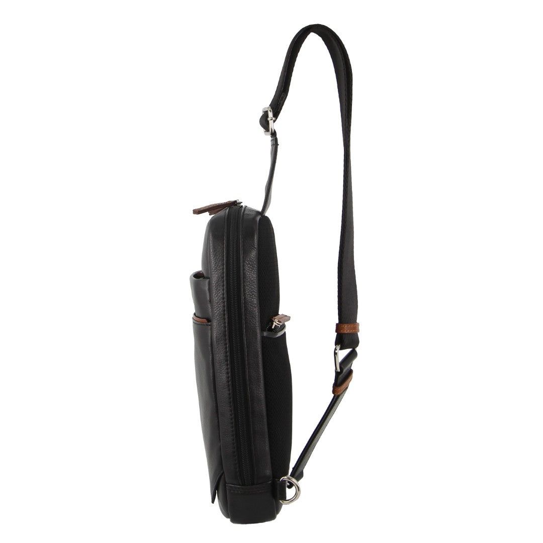 Business Computer Bags Pierre Cardin Leather 3-Way Sling Bag Masculino Pretas | 0784-TLFDN