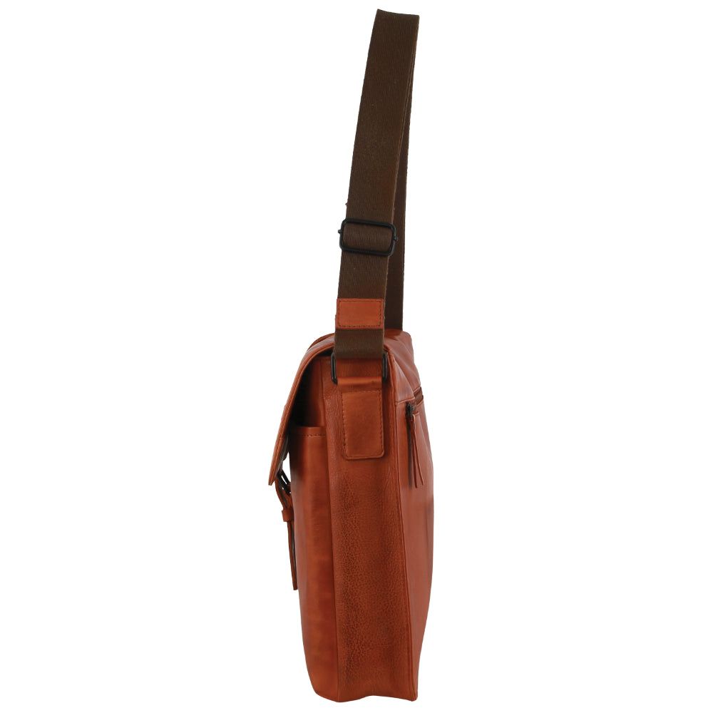 Business Computer Bags Pierre Cardin Leather Flap-over Computer Bag Masculino Marrom | 8497-UGBVL