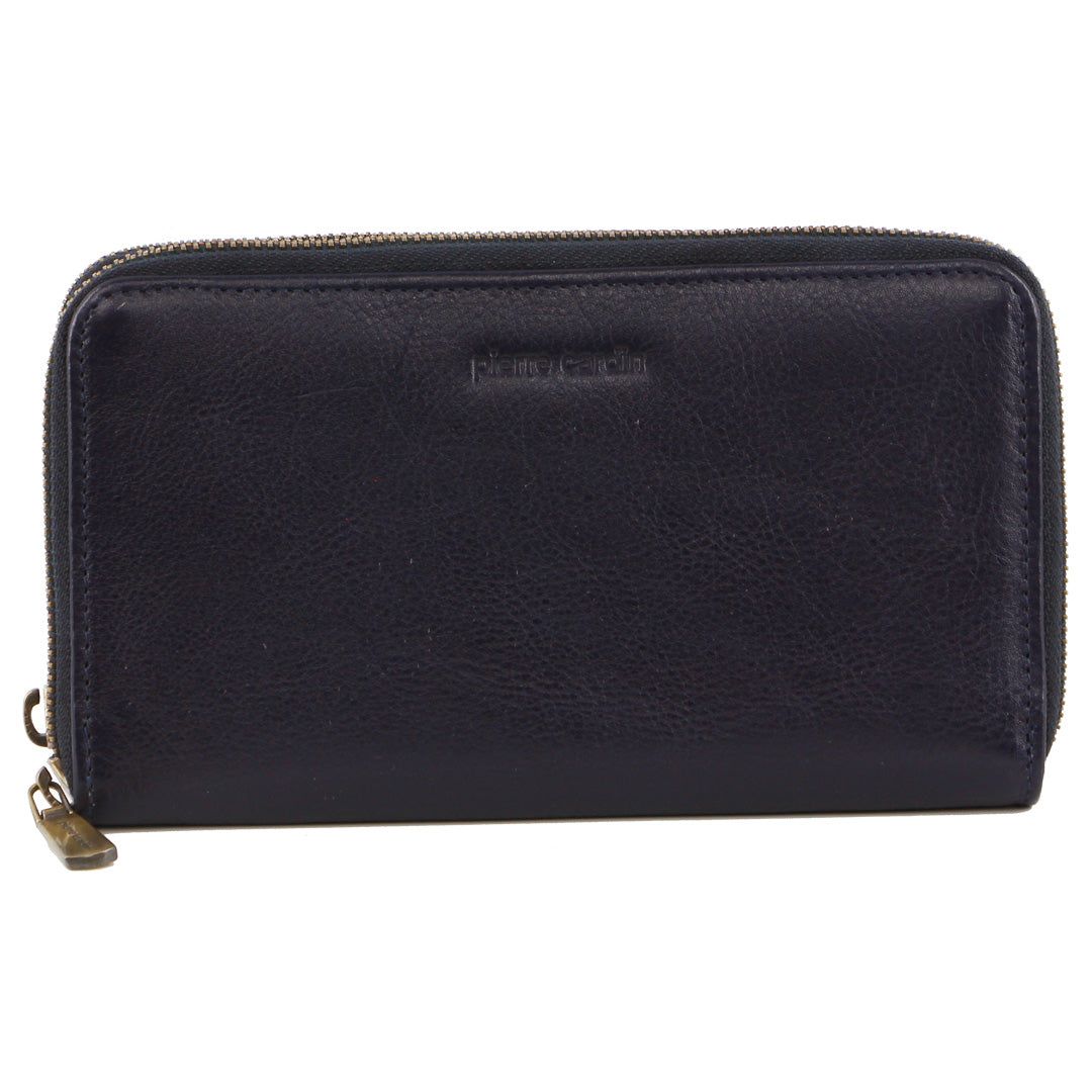 Carteira Com Zíper Pierre Cardin Italian Leather Double Zip Wallet Feminino Turquesa | 2164-XPDRY