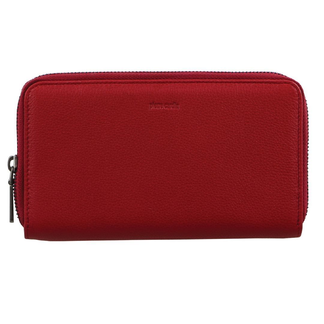 Carteira Com Zíper Pierre Cardin Italian Leather Double Zip Wallet Feminino Vermelhas | 8629-KSOCU