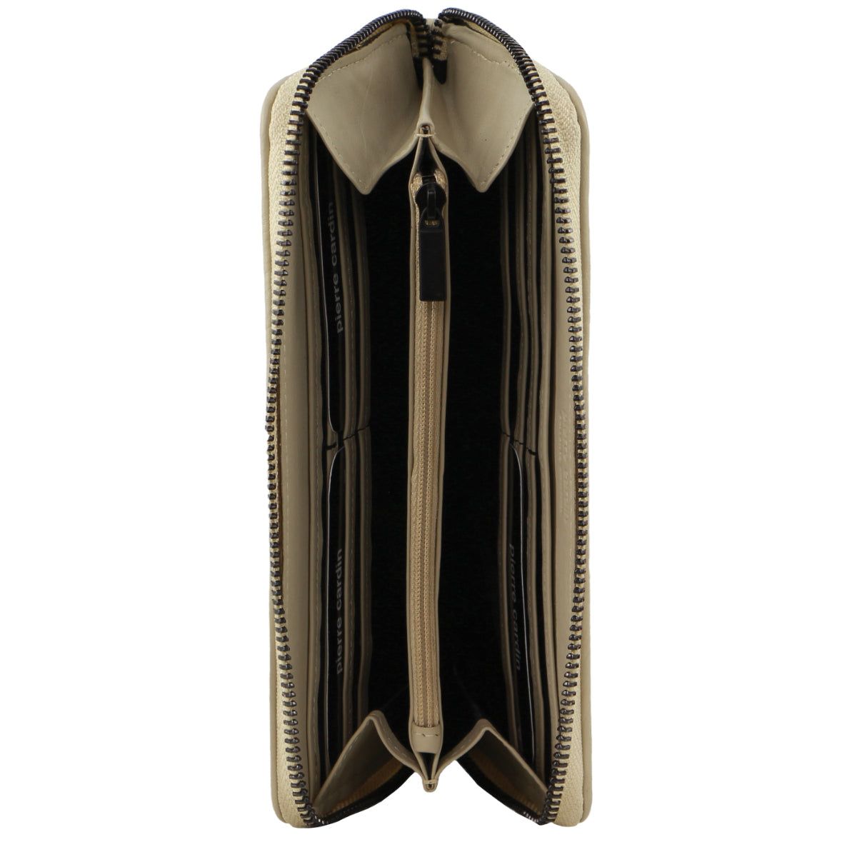 Carteira Com Zíper Pierre Cardin Italian Pleated Leather Zip Wallet Feminino Cement | 9710-TULCA