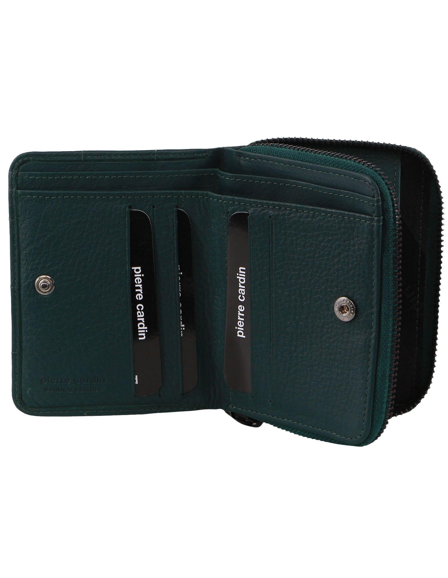 Carteira Com Zíper Pierre Cardin Italian Pleated Leather Press Stud Wallet Feminino Zirkon | 5042-DYJTF
