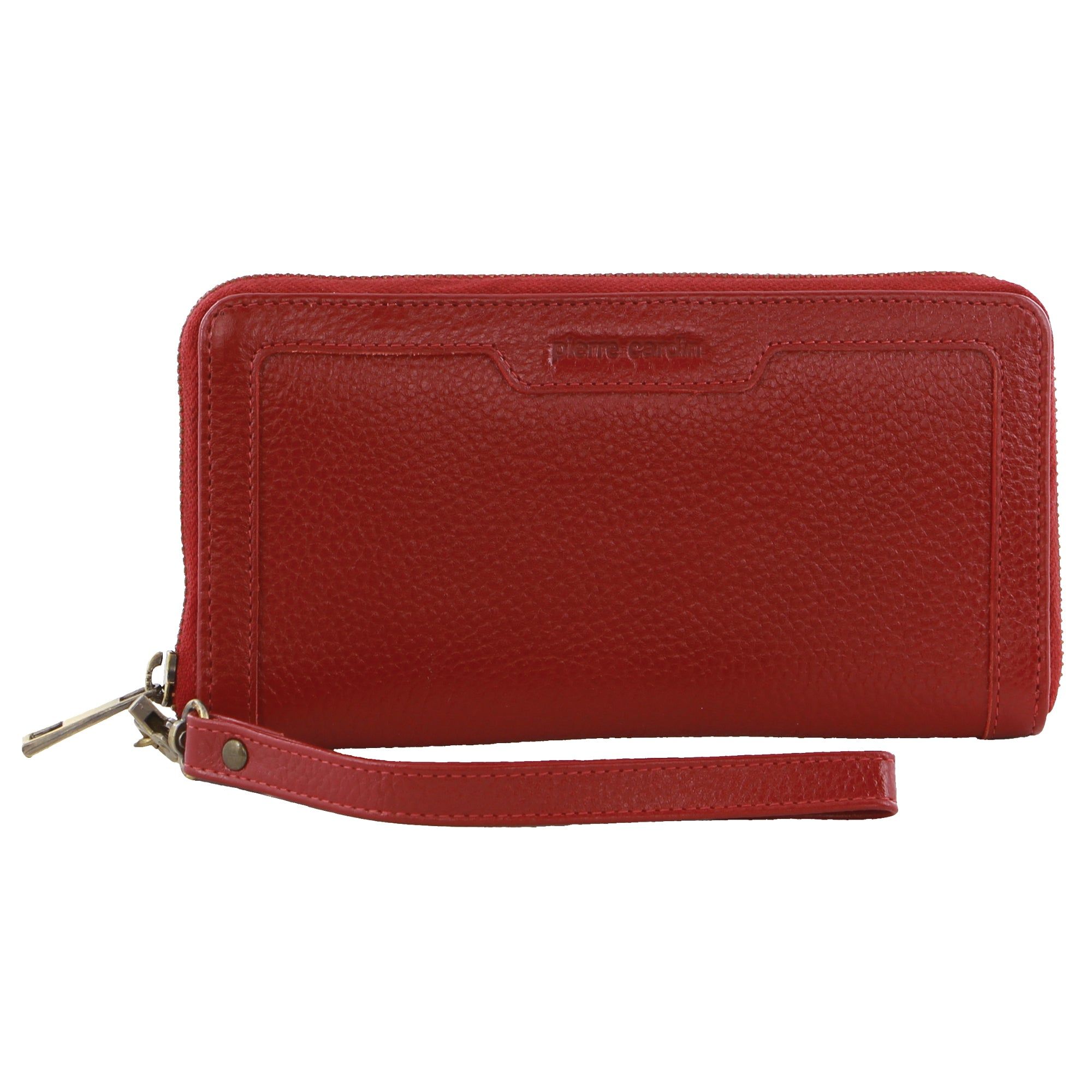 Carteira Com Zíper Pierre Cardin Leather Zip around wallet w Wristlet Feminino Marrom | 0847-ZDBIX