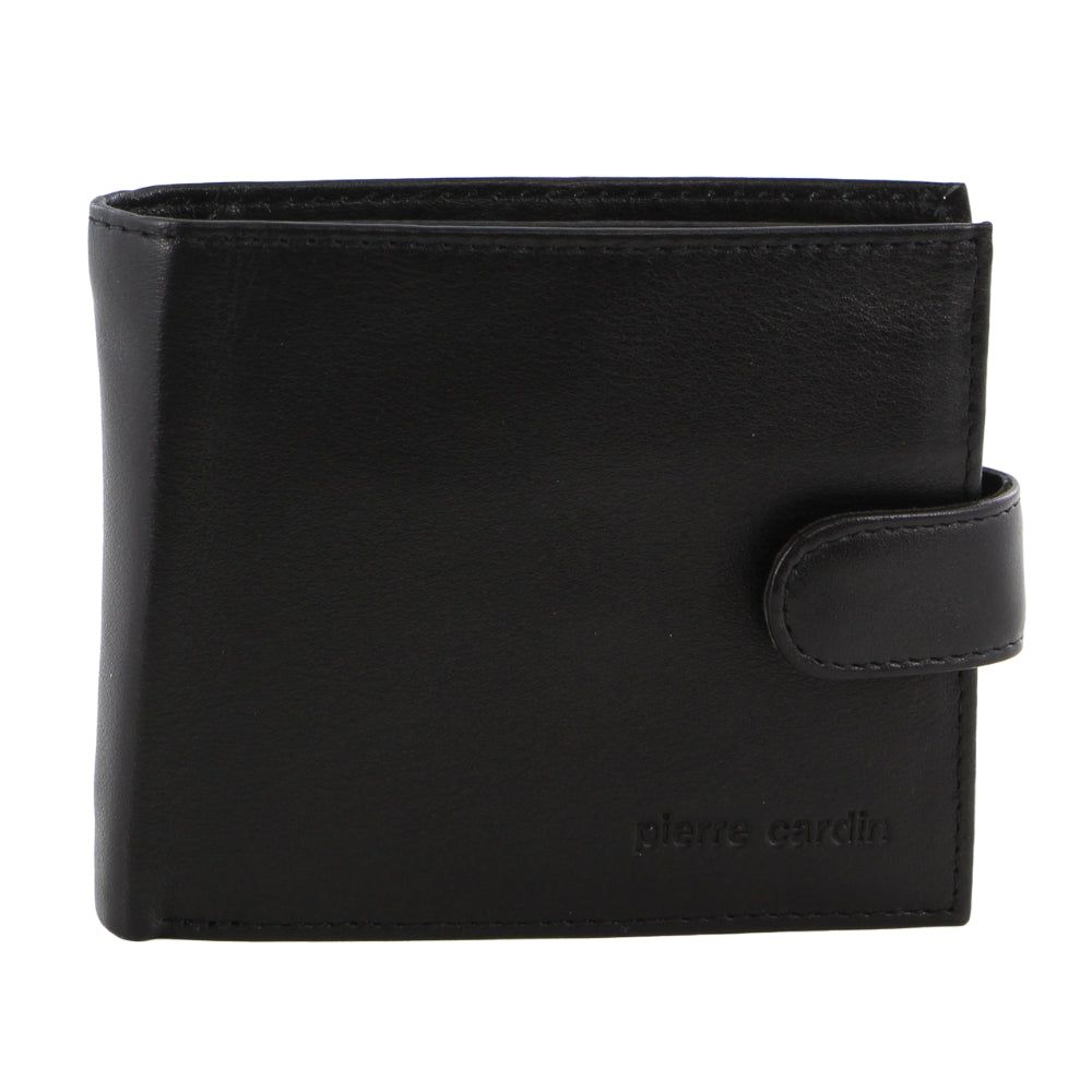 Carteira Trifold Pierre Cardin Italian Leather Two Tone Wallet Masculino Pretas | 4729-AKPCB