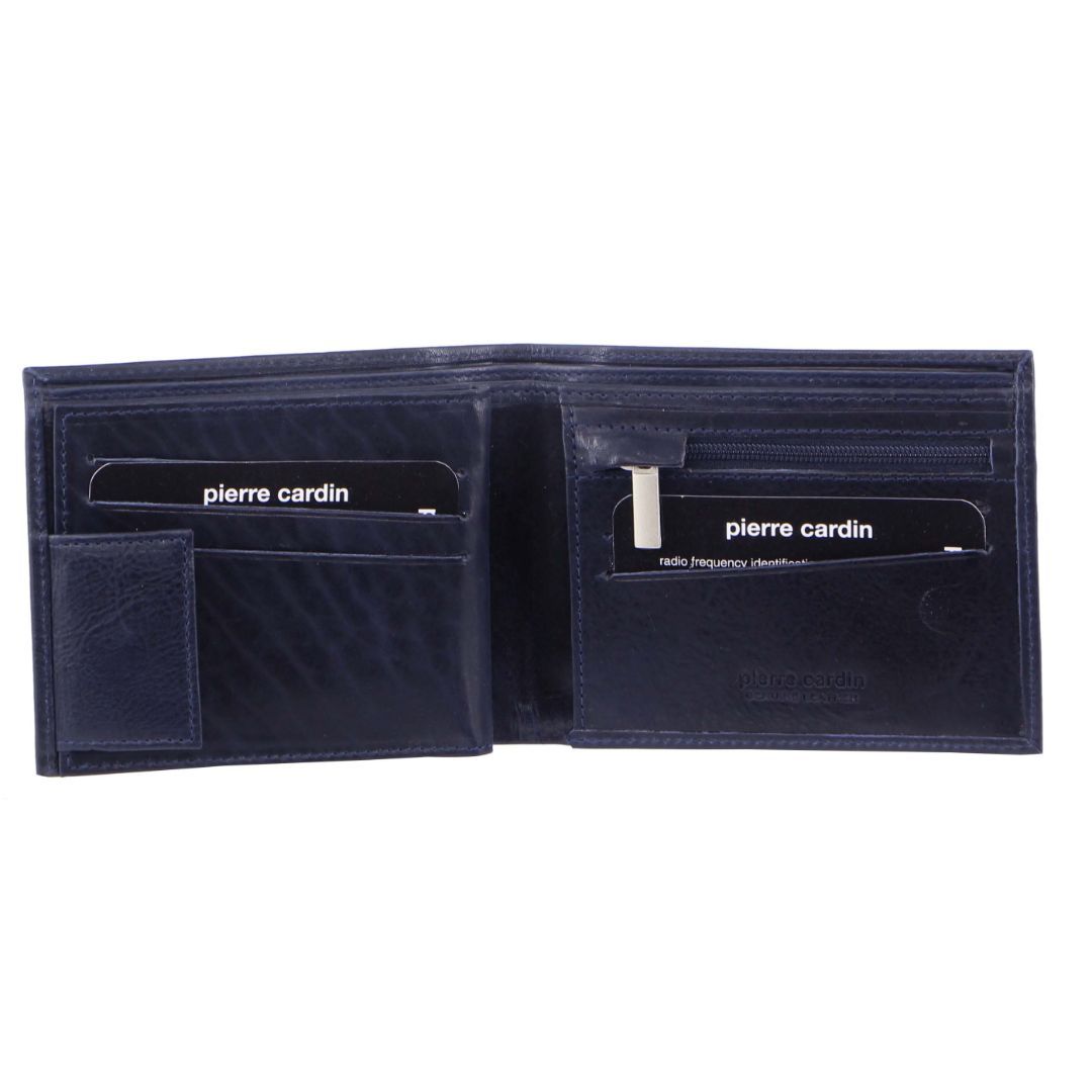 Carteira Trifold Pierre Cardin Rustic Leather Tri-Fold Wallet Masculino Midnight | 1728-HWCQO