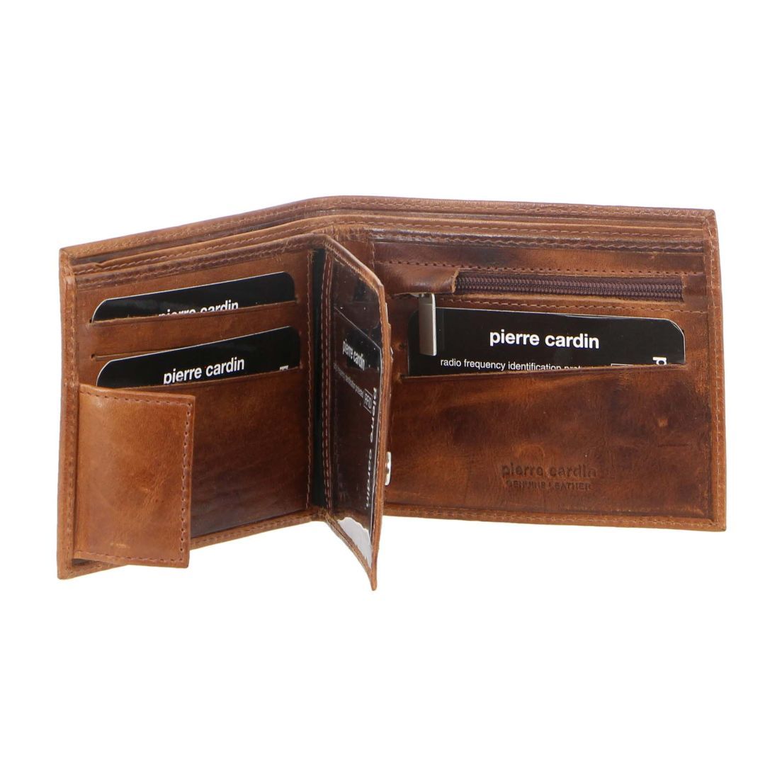 Carteira Trifold Pierre Cardin Rustic Leather Tri-Fold Wallet Masculino Marrom | 0623-RUDKC