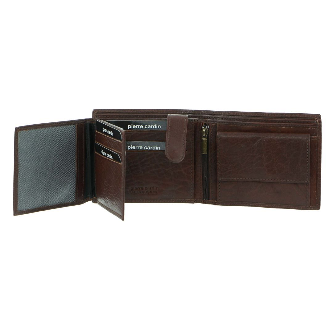Carteira Trifold Pierre Cardin Rustic Leather Tri-Fold Wallet Masculino Marrom | 7892-NHDAS