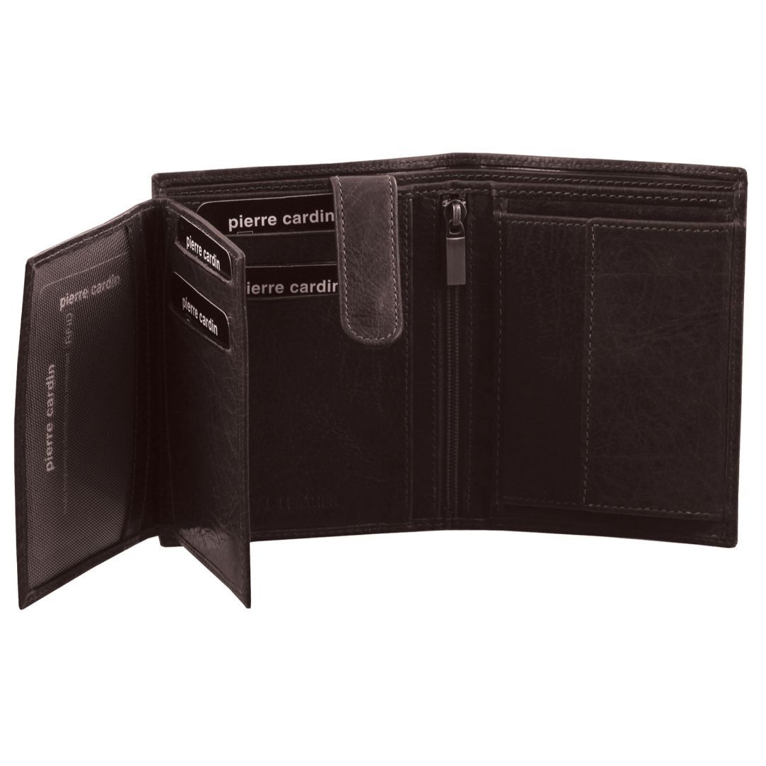 Carteira Trifold Pierre Cardin Rustic Leather Tri-Fold Wallet Masculino Marrom | 7489-TVKSA