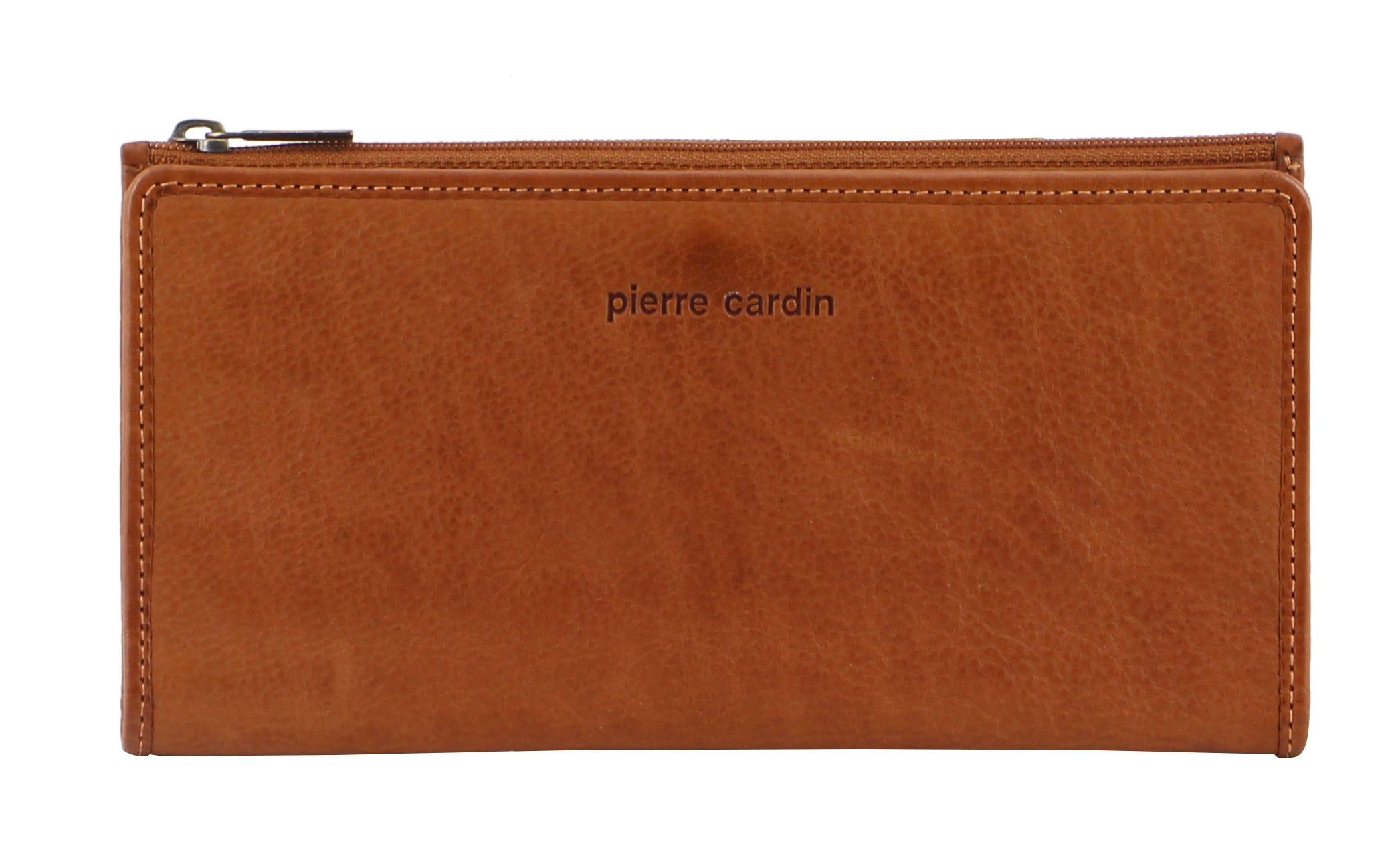 Carteiras Grandes Pierre Cardin Genuine Leather Bi-Fold Wallet Feminino Azul Marinho | 1038-DJQVA