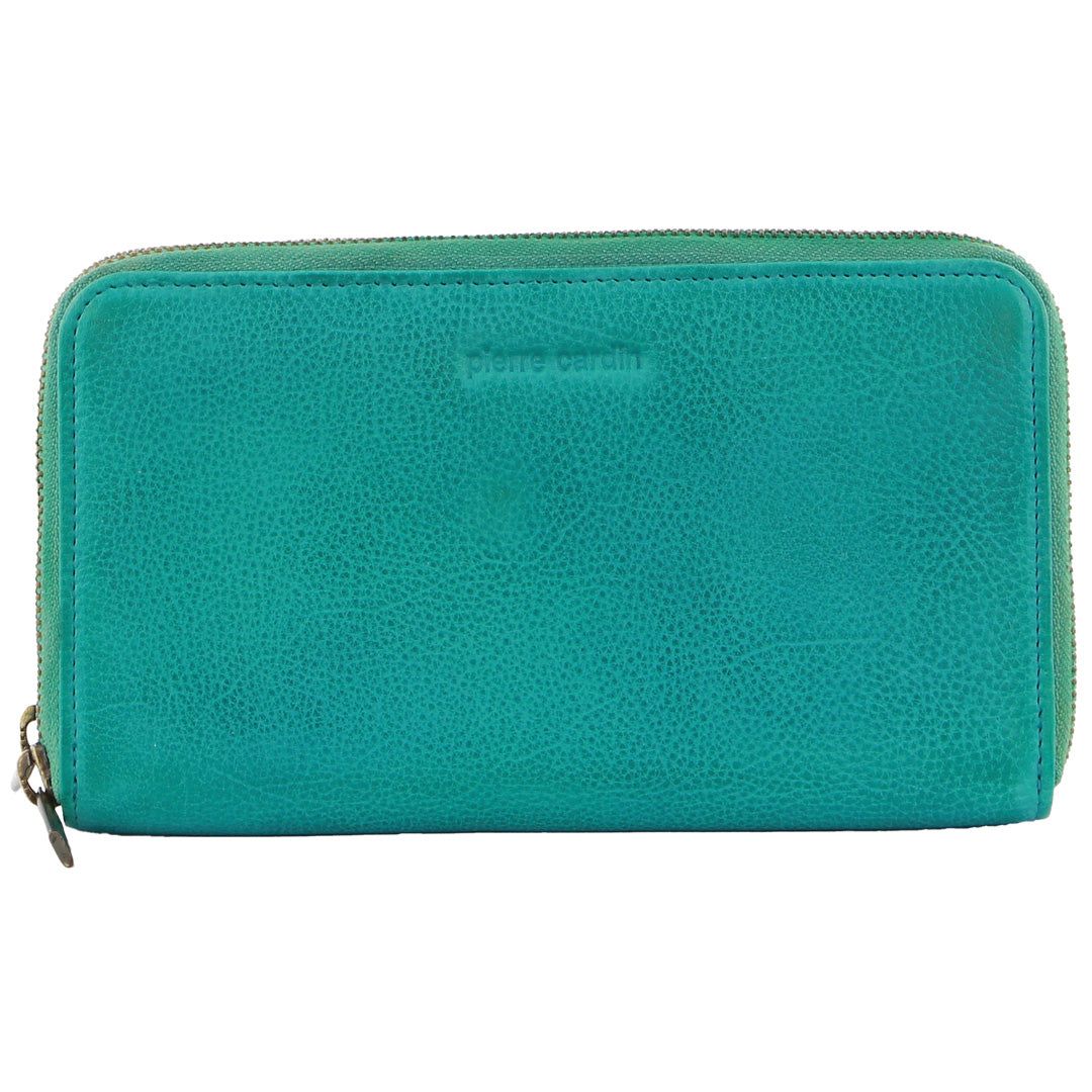 Carteiras Grandes Pierre Cardin Italian Leather Double Zip Wallet Feminino Vermelhas | 0968-UZCSV