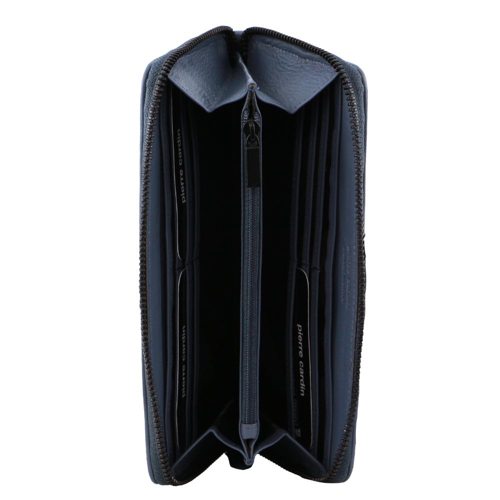 Carteiras Grandes Pierre Cardin Italian Pleated Leather Zip Wallet Feminino Turquesa | 6417-BCSXM