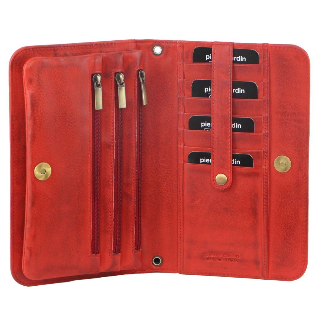 Clutch Pierre Cardin Genuine Leather Clutch Wallet Bag Feminino Vermelhas | 1594-FPTGX