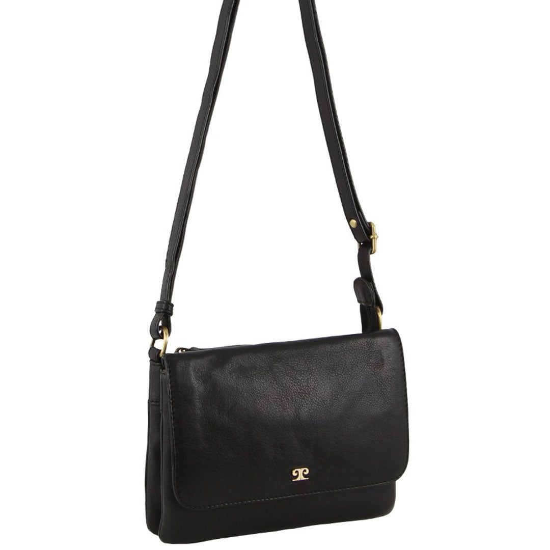Clutch Pierre Cardin Leather Flap-over Crossbody Bag Feminino Pretas | 7210-OMZXN