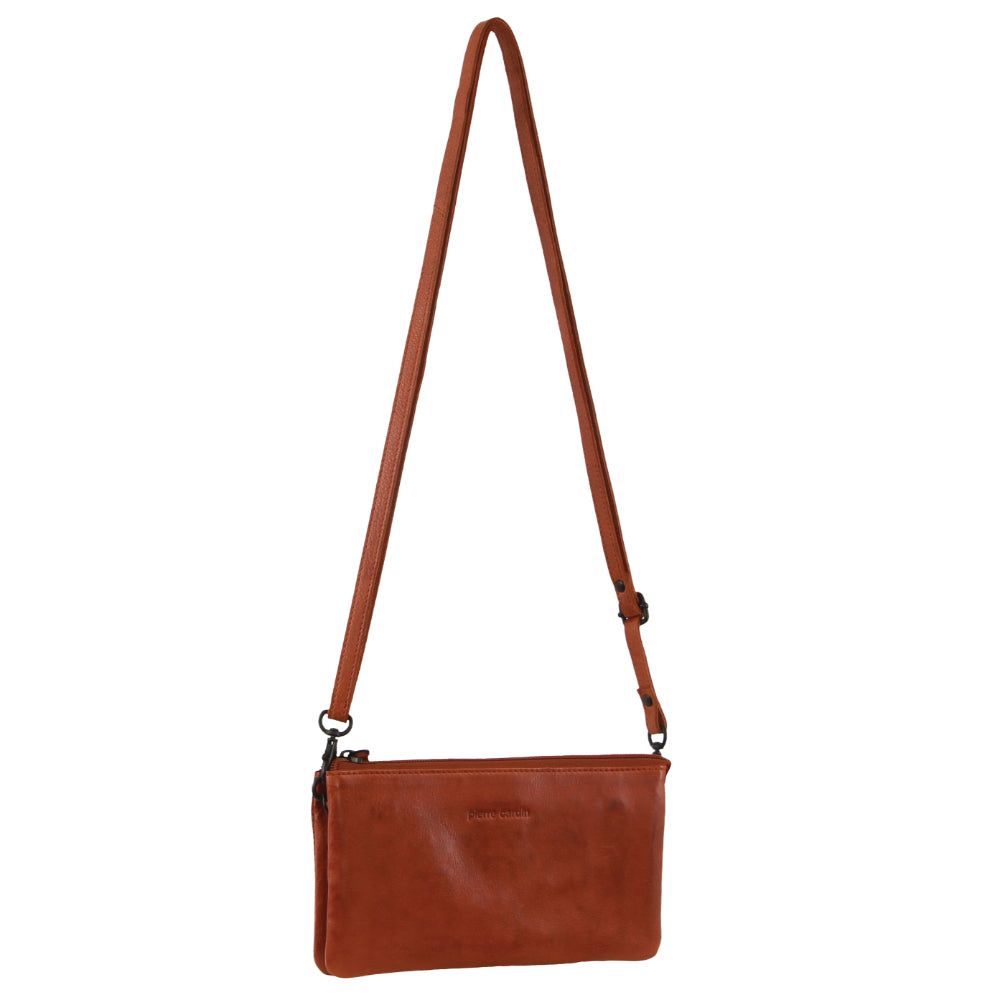 Clutch Pierre Cardin Leather Multiway Cross-Body Bag Feminino Marrom | 9174-ICDQE