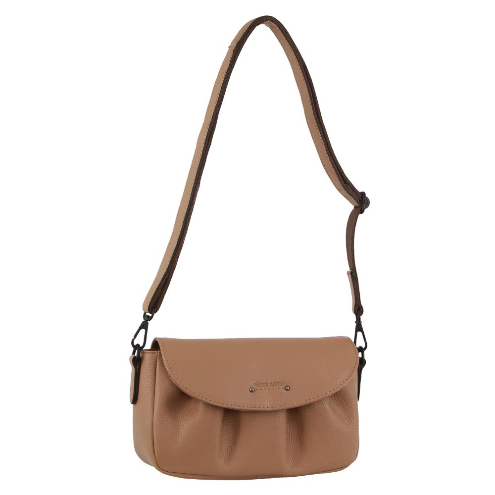 Clutch Pierre Cardin Leather Pleated Design Crossbody Bag Feminino Luz Marrom | 1530-IXNED