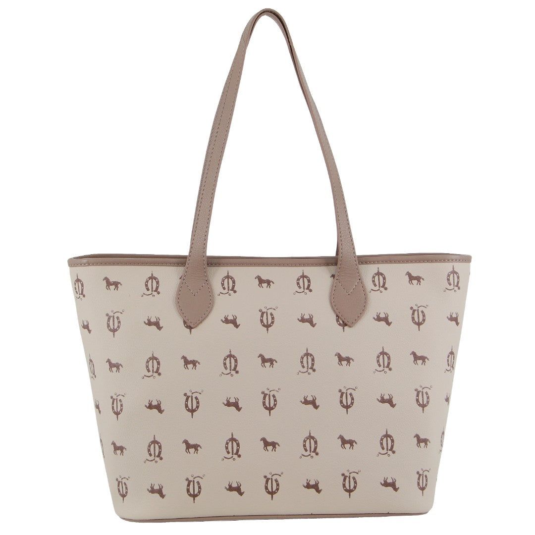 Handbags Pierre Cardin Canvas Print Leather Trim Tote Bag Feminino Bege | 2951-JMSNF