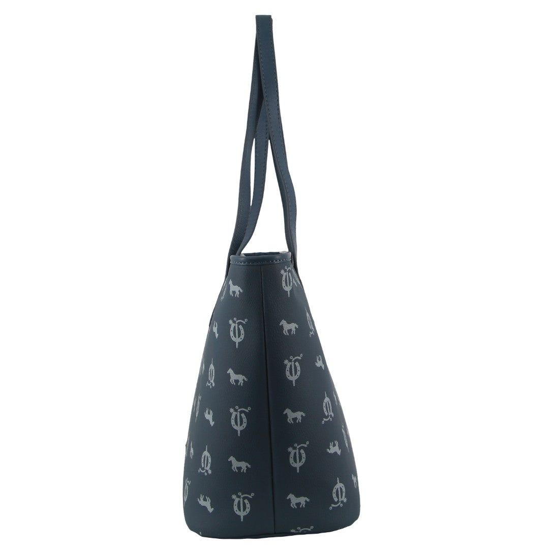 Handbags Pierre Cardin Canvas Print Leather Trim Tote Bag Feminino Azuis | 8791-CMFUP