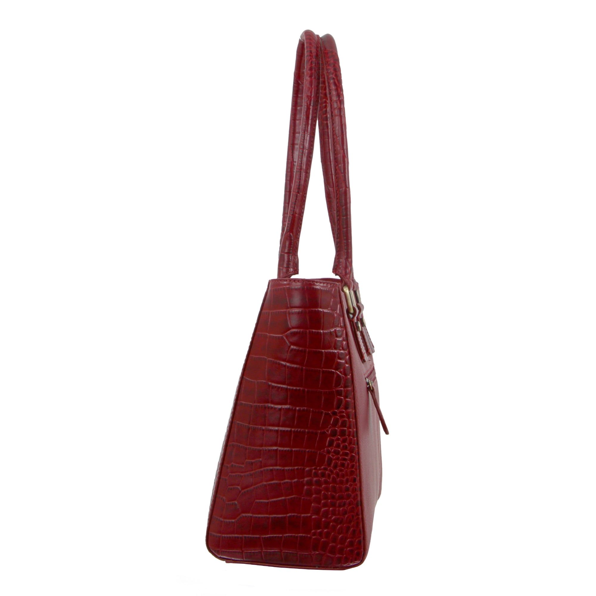 Handbags Pierre Cardin Croc-Embossed Leather Shoulder Bag Feminino Vermelhas | 5890-JKDFQ