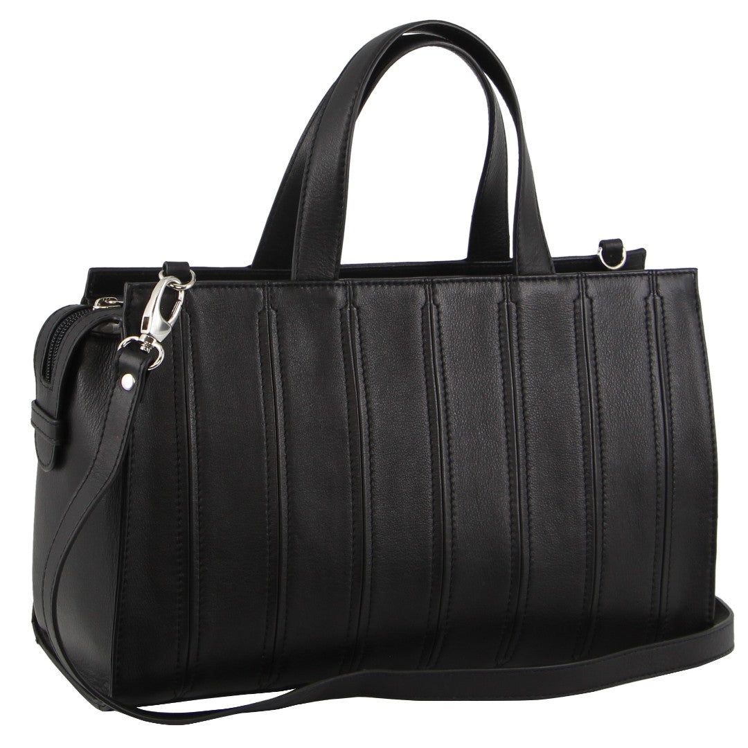 Handbags Pierre Cardin Leather Stitch-design Tote Bag Feminino Pretas | 7942-EZPNY
