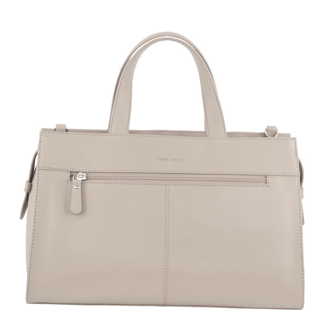 Handbags Pierre Cardin Leather Stitch-design Tote Bag Feminino Bege | 3852-CMTKI