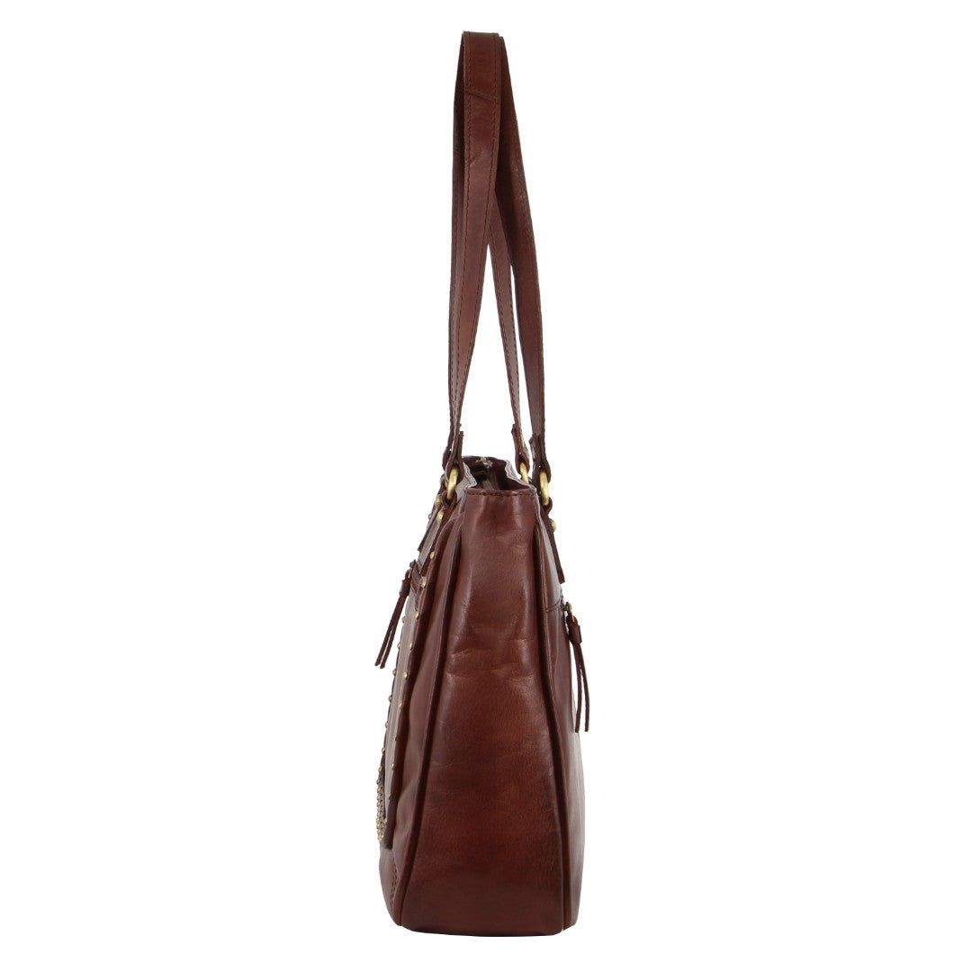 Handbags Pierre Cardin Leather Stud Detail Tote Bag Feminino Marrom | 8936-AHPVW
