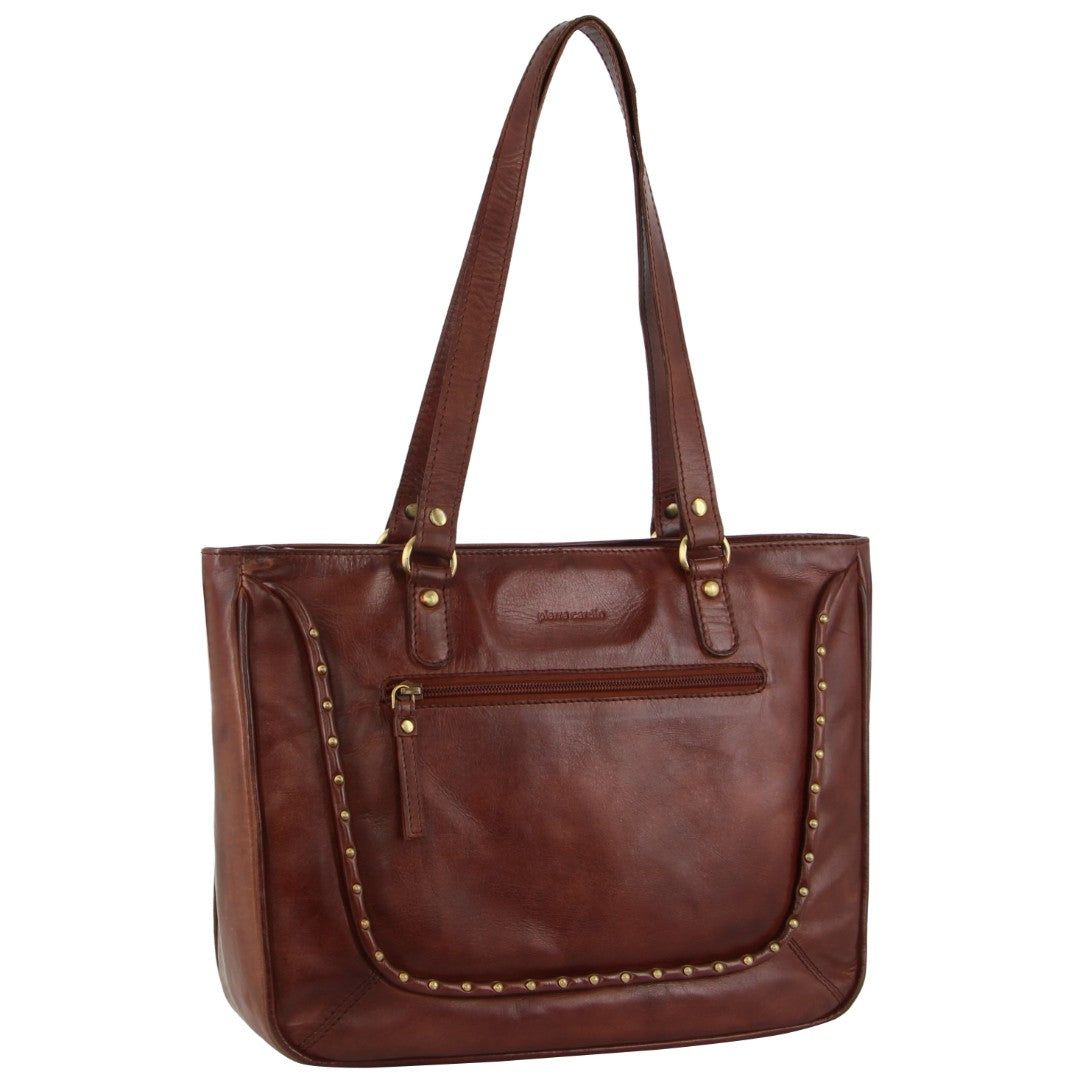 Handbags Pierre Cardin Leather Stud Detail Tote Bag Feminino Marrom | 8936-AHPVW