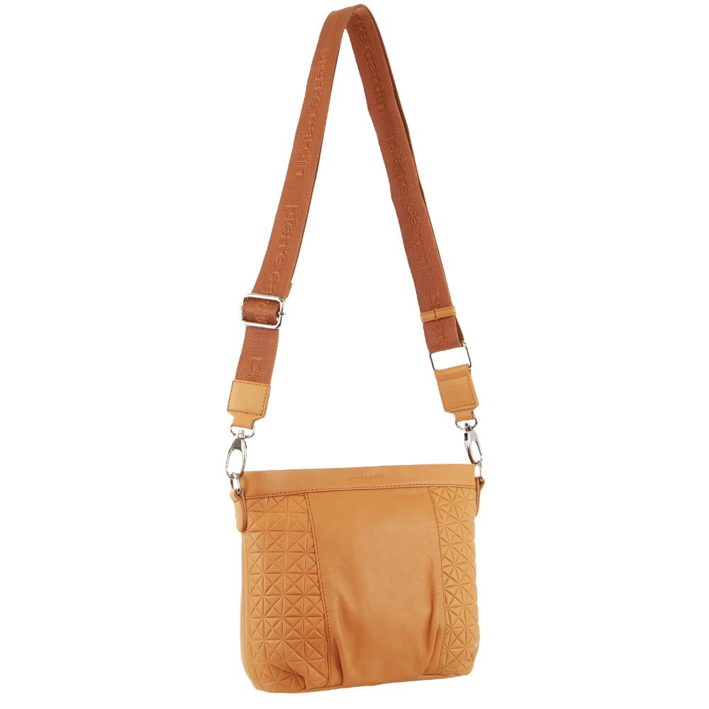 Handbags Pierre Cardin Webbing Strap Leather Crossbody Bag Feminino Abricó | 9854-LPEIT
