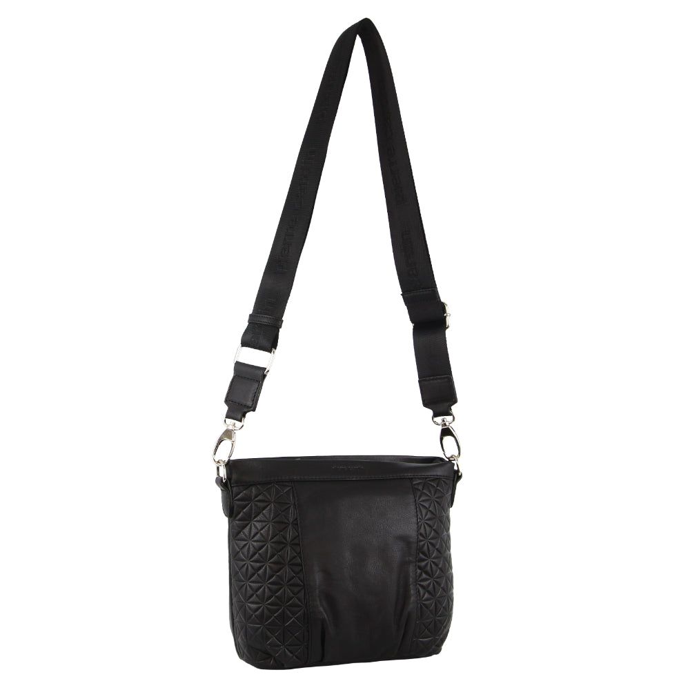 Handbags Pierre Cardin Webbing Strap Leather Crossbody Bag Feminino Pretas | 6307-XPQFL