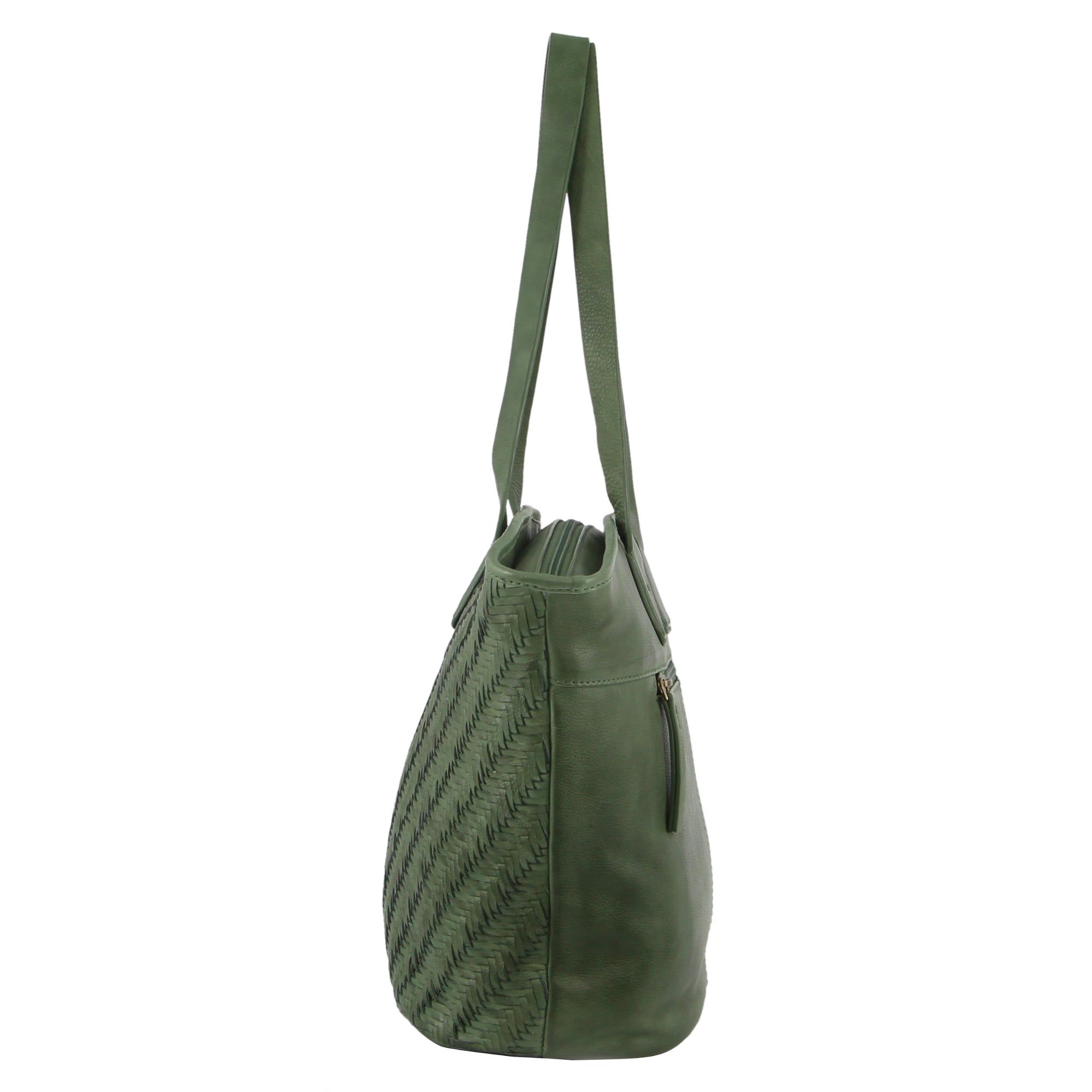 Handbags Pierre Cardin Woven Embossed Leather Shoulder Bag Feminino Verdes | 9087-QKRLP