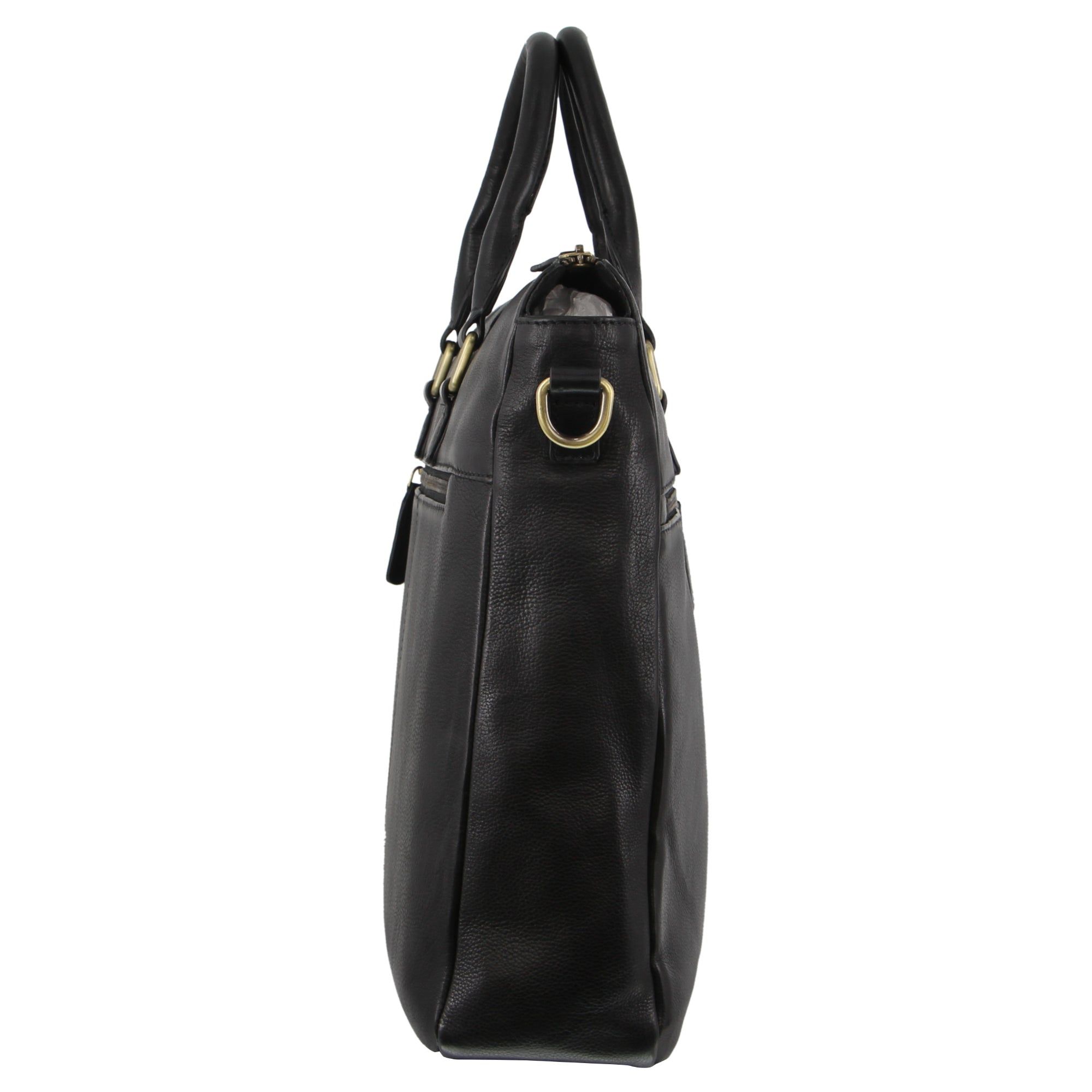 Laptop Pierre Cardin Rustic Leather Multi-Zip Computer Bag Travel Pretas | 3924-RMUNA