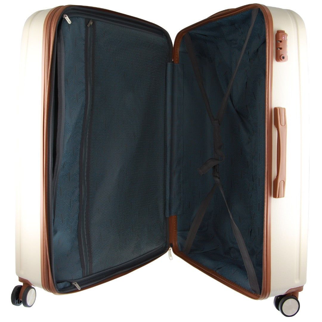 Malas De Viagem Pierre Cardin Hard Shell 3-Piece Luggage Set Travel Branco | 3751-FEMOS