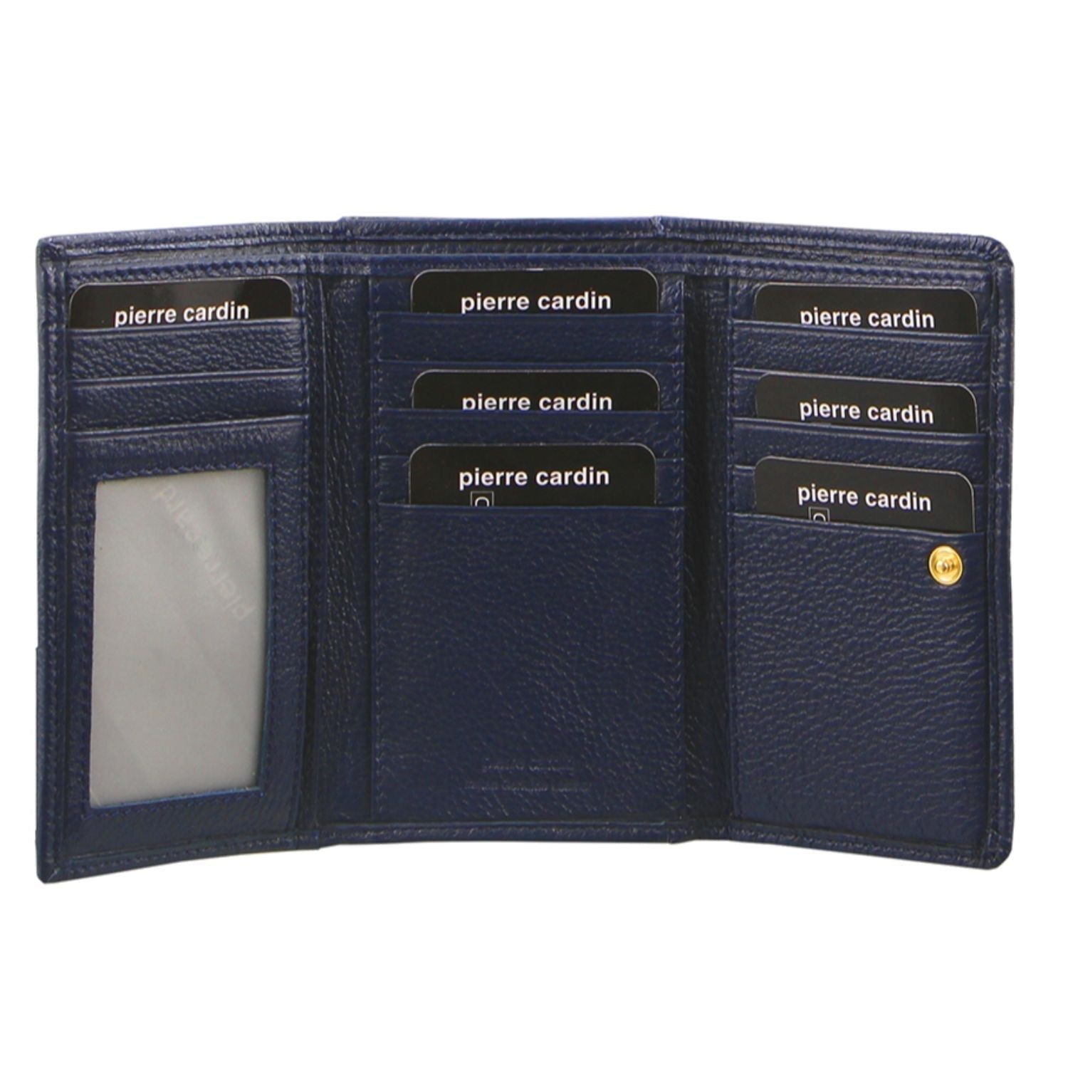Medium Wallets Pierre Cardin Leather Tri-Fold Wallet Feminino Azul Marinho | 2154-WOUCP
