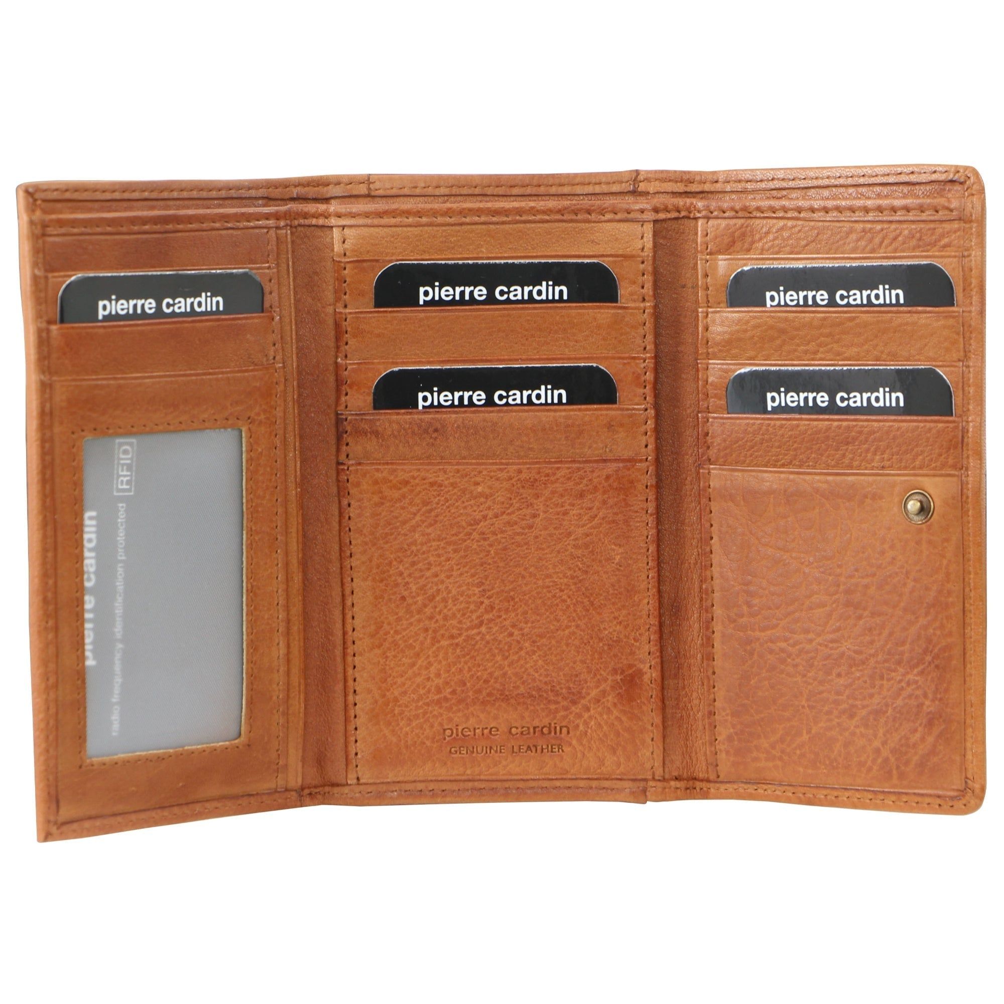 Medium Wallets Pierre Cardin Leather Tri-Fold Wallet Feminino Marrom | 8640-CXGSV