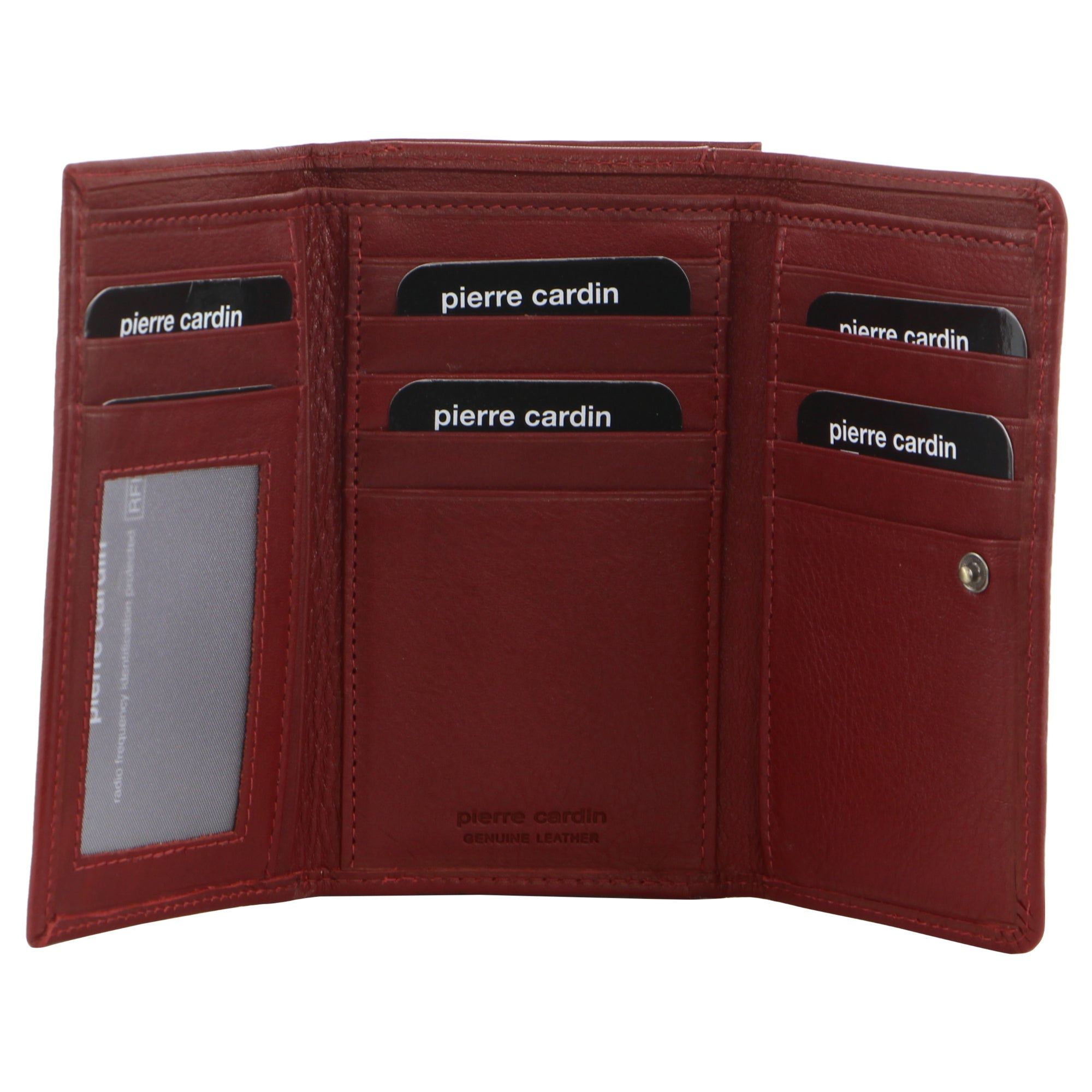 Medium Wallets Pierre Cardin Leather Tri-Fold Wallet Feminino Vermelhas | 9375-CKEDZ