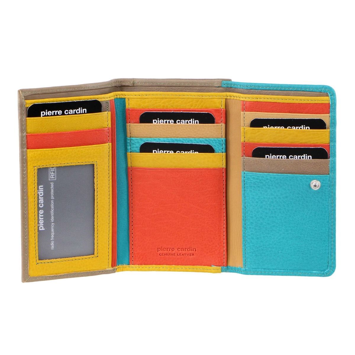 Medium Wallets Pierre Cardin MultiColour Leather Tri-Fold Wallet Feminino Turquesa | 3182-EQXKT