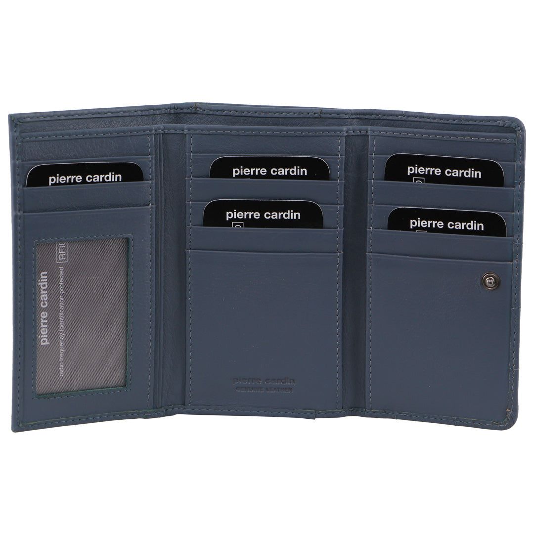 Medium Wallets Pierre Cardin Pleated Leather Tri-Fold Wallet Feminino Cement | 6435-QJGSW