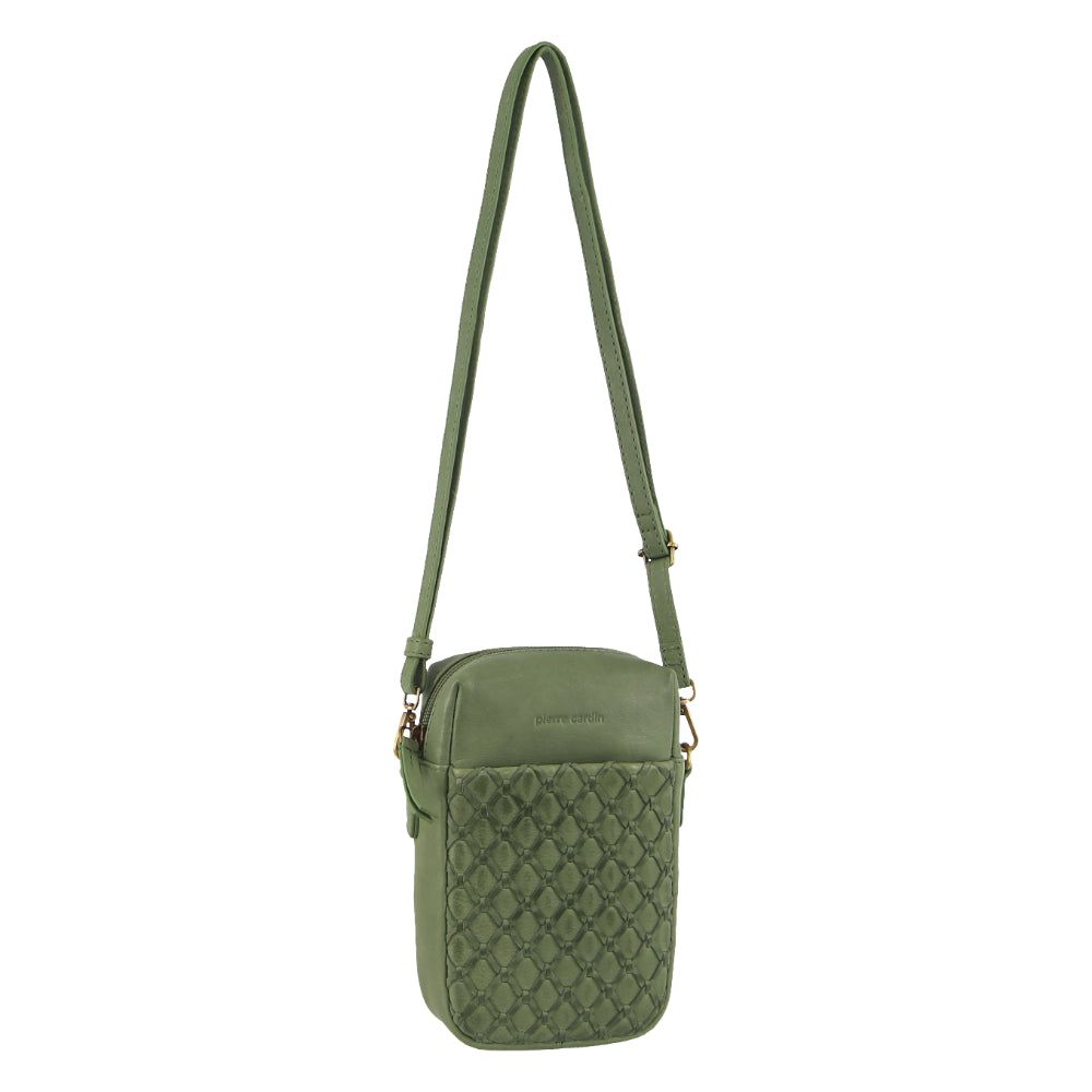 Mobile Phone Wallets Pierre Cardin Leather Embossed Phone Crossbody Bag Feminino Leaf | 4518-GZRWV