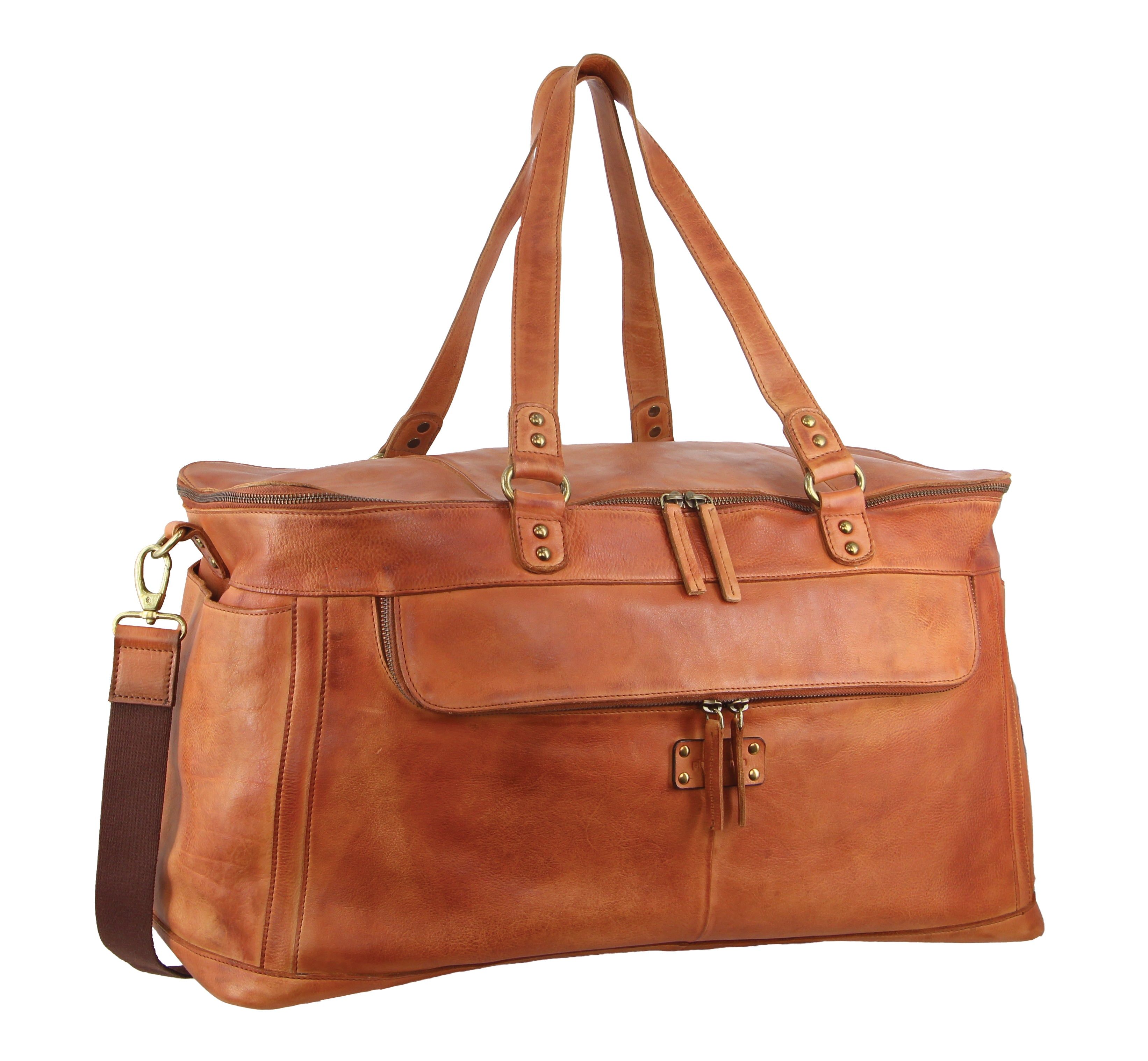 Overnight Bags Pierre Cardin Burnished Leather Multi-Compartment Overnight Bag Travel Marrom | 0156-FAKJU