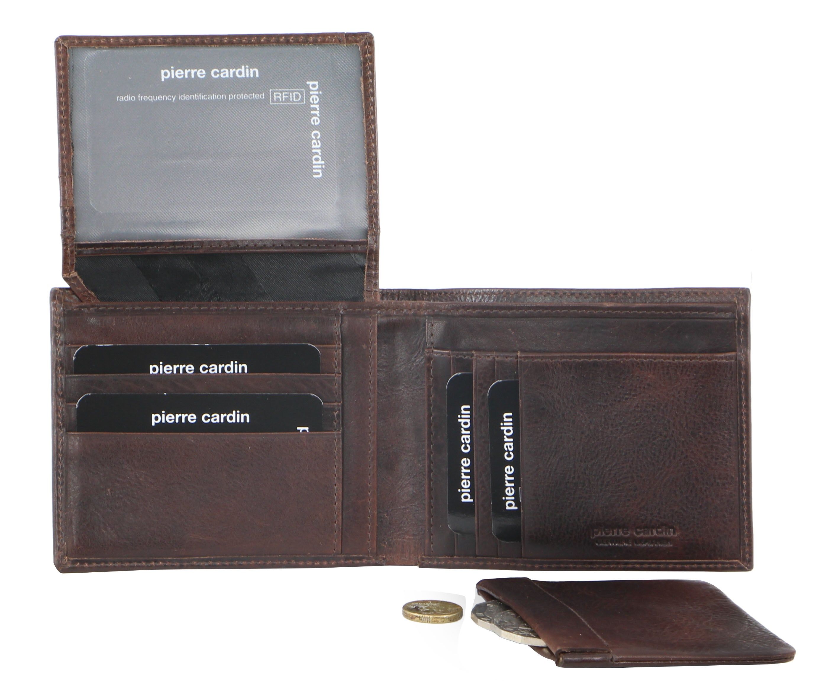 Porta Cartões Pierre Cardin Italian Leather Wallet Card Holder Masculino Chocolate | 7309-YVRAB