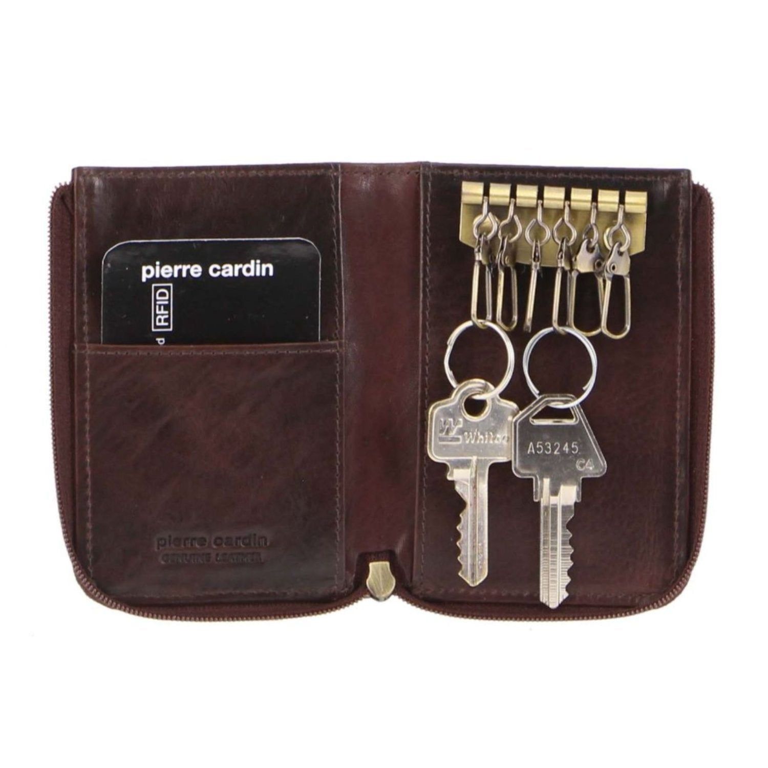 Porta Cartões Pierre Cardin Italian Leather Key + Credit Card Holder Masculino Chocolate | 6749-AYGMU