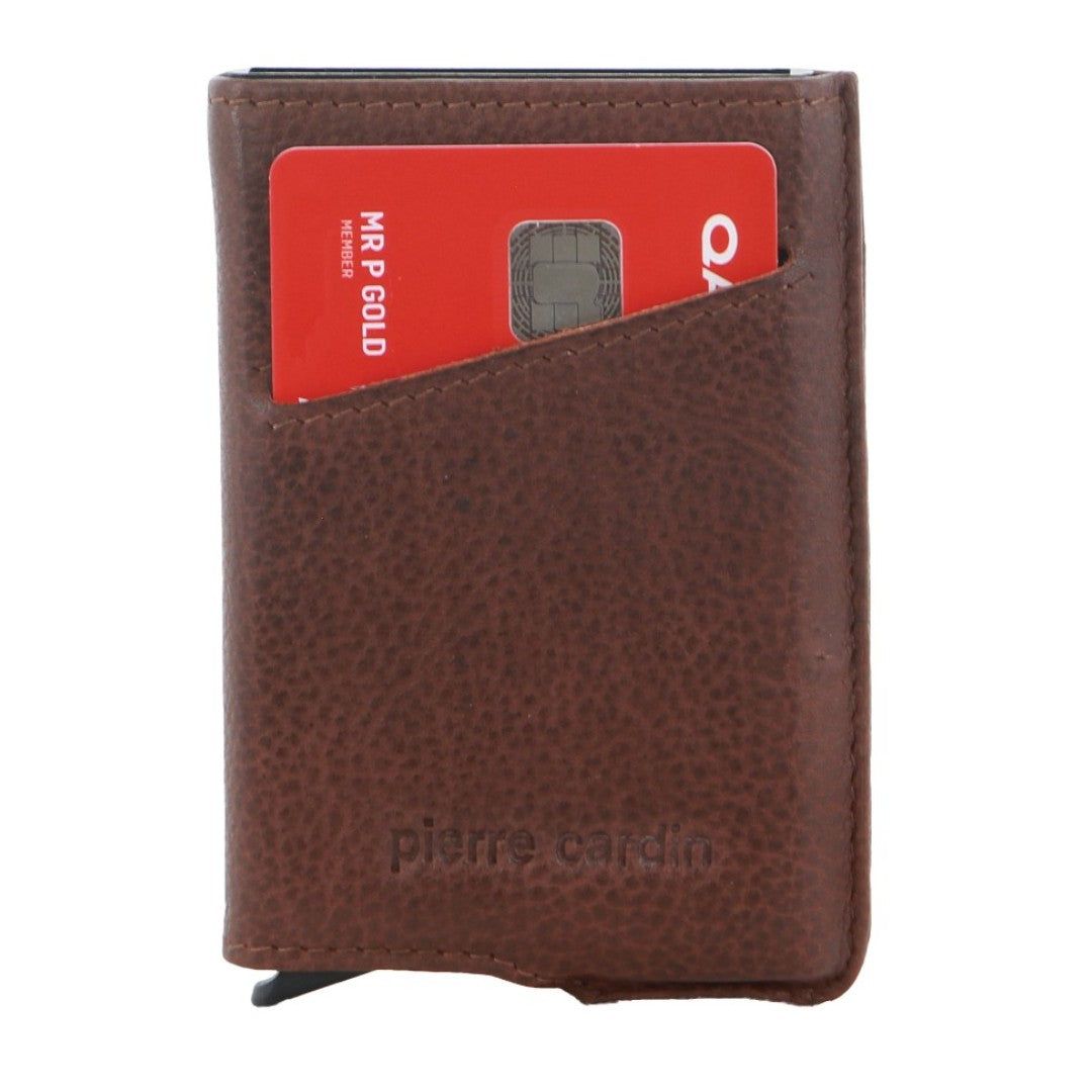 Porta Cartões Pierre Cardin Leather Smart Slide Card Holder Tab Wallet Masculino Marrom | 3750-FZWXT