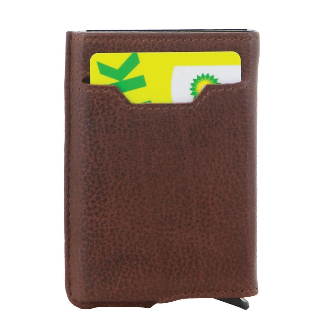 Porta Cartões Pierre Cardin Leather Smart Slide Card Holder Tab Wallet Masculino Marrom | 3750-FZWXT