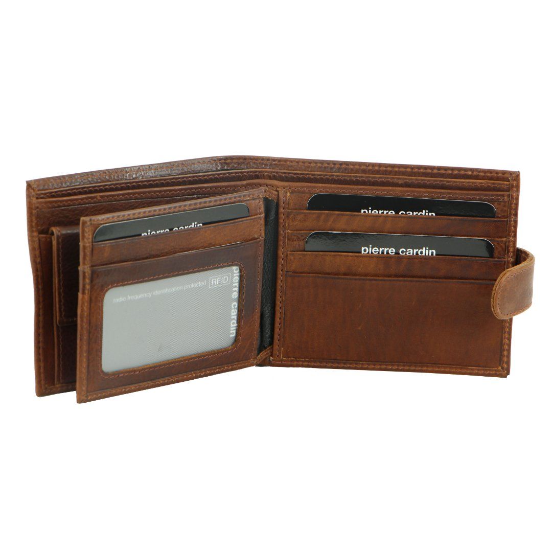 Tab Wallets Pierre Cardin Italian Leather Wallet Card Holder Masculino Marrom | 9475-JXTLY