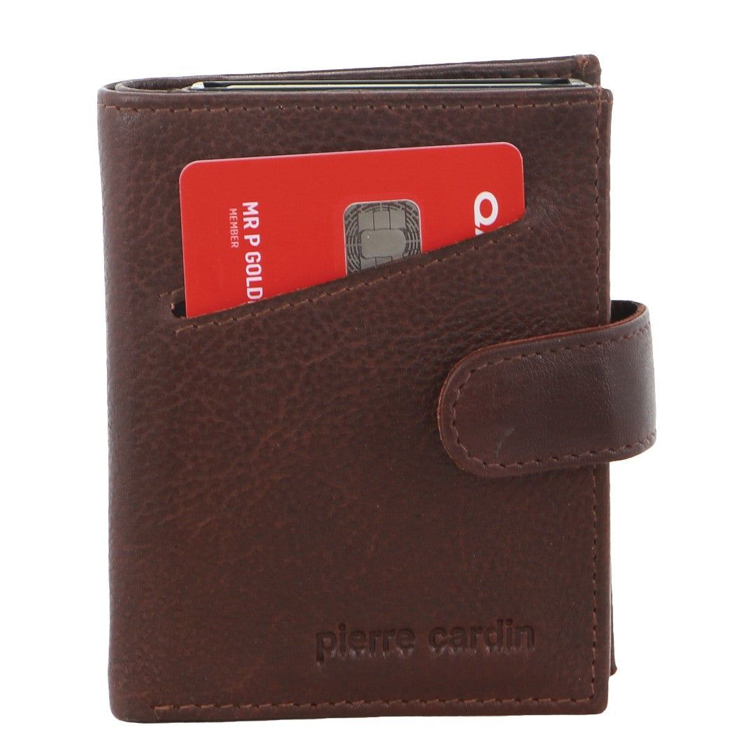 Tab Wallets Pierre Cardin Leather Smart Slide Card Holder Tab Wallet Masculino Marrom | 2968-CYQSD