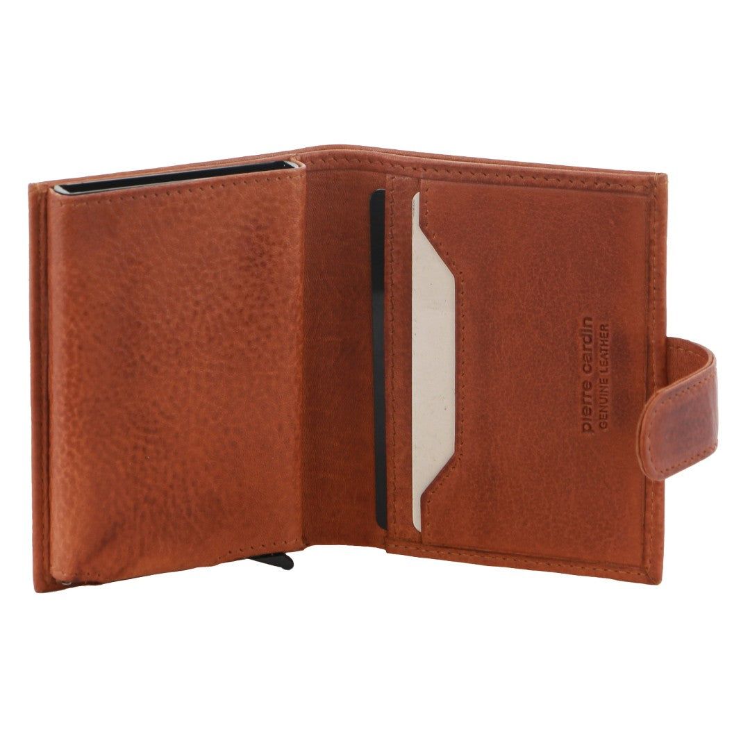Tab Wallets Pierre Cardin Leather Smart Slide Card Holder Tab Wallet Masculino Marrom | 9756-BKOCH