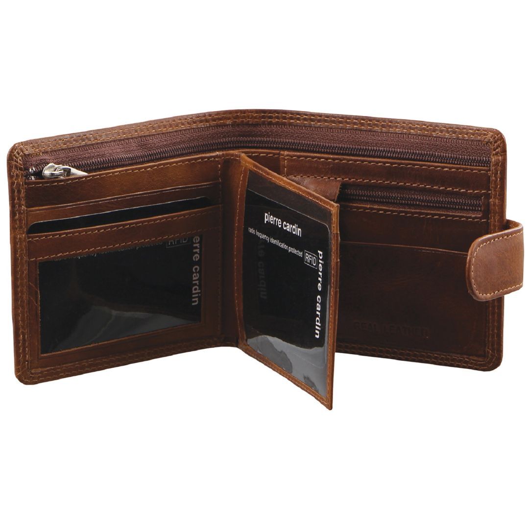 Tab Wallets Pierre Cardin Rustic Leather Wallet Masculino Marrom | 1649-BLCVR